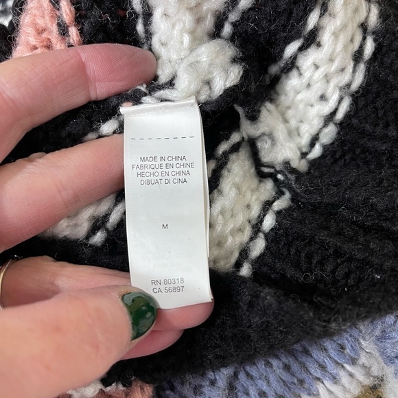 LUCKY Brand Bold Stripe Sweater Loose Knit Wool Blend - Picture 13 of 14